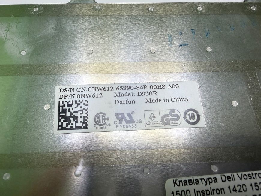 Клавіатура Dell Vostro 1400 1500 Inspiron 1420 1520 1525 1530 1540 0NW612 D920R б/в 00-00002282 2523        фото