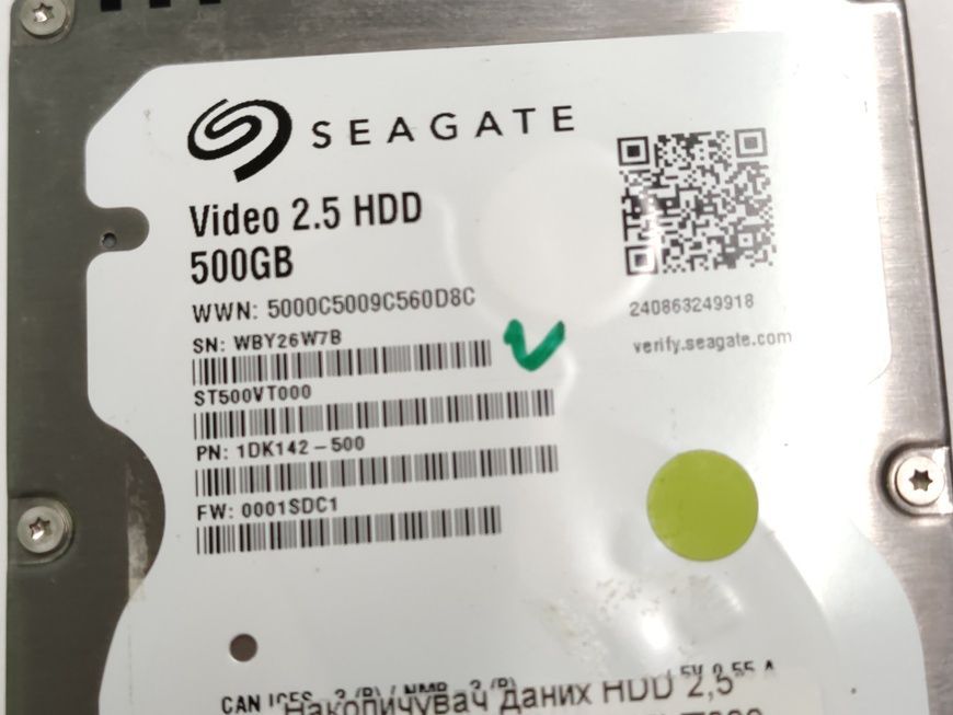 Накопичувач даних HDD 2,5" 500 Gb SeaGate ST500VT000 б/в 00-00002484 2681        фото