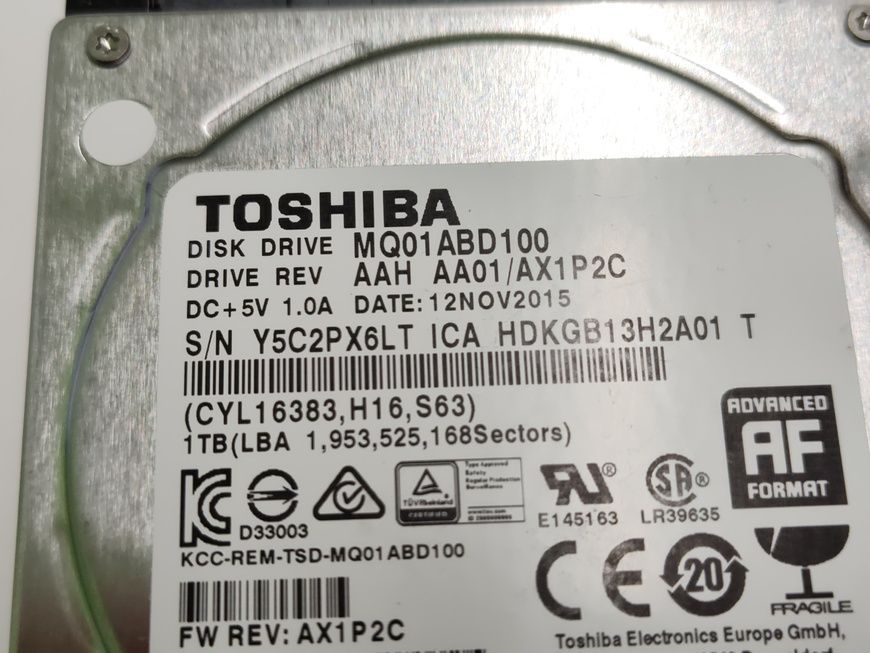 Накопичувач даних HDD 2,5" 1 Tb Toshiba MQ01ABD100 б/в 00-00002509 2691        фото