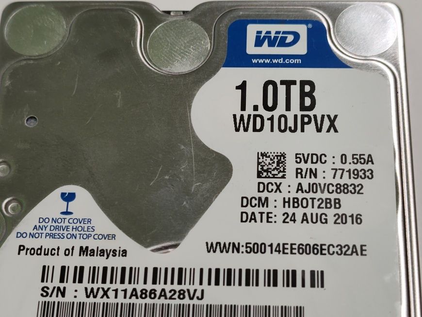 Накопичувач даних HDD 2,5" 1 Tb Western Digital WD10JPVX б/в 00-00002514 2694        фото